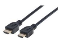 Manhattan HDMI In-Wall CL3 Cable with Ethernet, 4K@60Hz (Premium High Speed), 1m, Male to Male, Black, Ultra HD 4k x 2k, In-Wall rated, Fully Shielded, Gold Plated Contacts, Lifetime Warranty, Polybag
