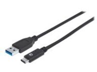 Manhattan USB-C to USB-A Cable, 1m, Male to Male, 10 Gbps (USB 3.2 Gen2 aka USB 3.1), 3A (fast charging), Black, Lifetime Warranty, Polybag