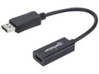 Manhattan DisplayPort 1.1 to HDMI Adapter Cable, 1080p@60Hz, Male to Female, Black, DP With Latch, Not Bi-Directional, Three Year Warranty, Polybag