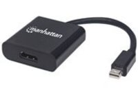 Manhattan Mini DisplayPort 1.2a to HDMI Adapter Cable, 4K@60Hz, Active, 19.5cm, Male to Female, Black, Three Year Warranty, Polybag