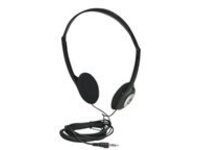 Manhattan Stereo Headphones, Lightweight, Adjustable Split Headband, Cushioned Foam Earpads, 1x 3.5mm stereo jack/plug for audio output, Adjustable Split Headband, cable 2.2m, Black, Three Year Warranty, Blister