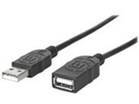 Manhattan USB-A to USB-A Extension Cable, 1.8m, Male to Female, 480 Mbps (USB 2.0), Black, Blister - USB extension cabl…