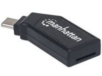 Manhattan USB-C Mini Multi-Card Reader/Writer, 480 Mbps, 24-in-1, Windows or Mac, Black, Blister