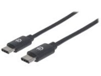 Manhattan USB-C to USB-C Cable, 3m, Male to Male, Black, 480 Mbps (USB 2.0), Hi-Speed USB, Lifetime Warranty, Polybag