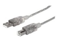 Manhattan USB-A to USB-B Cable, 5m, Male to Male, Translucent Silver, 480 Mbps (USB 2.0), Hi-Speed USB, Lifetime Warranty, Polybag