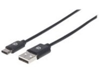 Manhattan USB-C to USB-A Cable, 2m, Male to Male, Black, 480 Mbps (USB 2.0), Hi-Speed USB, Lifetime Warranty, Polybag
