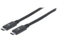 Manhattan USB-C to USB-C Cable, 2m, Male to Male, 5 Gbps (USB 3.2 Gen1 aka USB 3.0), 3A (fast charging), Black, Lifetime Warranty, Polybag