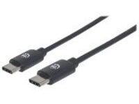 Manhattan USB-C to USB-C Cable, 50cm, Male to Male, Black, 480 Mbps (USB 2.0), Hi-Speed USB, Lifetime Warranty, Polybag