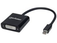 Manhattan Mini DisplayPort 1.2a to DVI-I Dual-Link Adapter Cable, 4K@30Hz, Active, 19.5cm, Male to Female, Compatible with DVD-D, Black, Three Year Warranty, Polybag