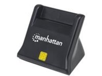 Manhattan USB-A Smart/SIM Card Reader, 480 Mbps (USB 2.0), Desktop Standing, Friction Type compatible, Hi-Speed USB, Cable 86cm, Black, Three Year Warranty, Blister