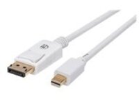Manhattan Mini DisplayPort 1.2 to DisplayPort Cable, 4K@60Hz, 1m, Male to Male, White, Lifetime Warranty, Polybag