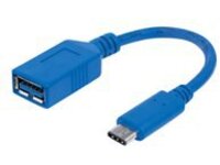 Manhattan USB-C to USB-A Cable, 15cm, Male to Female, 5 Gbps (USB 3.2 Gen1 aka USB 3.0), 3A (fast charging), Blue, Lifetime Warranty, Polybag