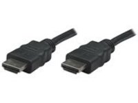 Manhattan HDMI Cable, 1080p@60Hz (High Speed), 7.5m, Male to Male, Black, Fully Shielded, Gold Plated Contacts, Lifetime Warranty, Polybag