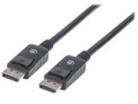 Manhattan DisplayPort Cable, v1.1, 1080p@60Hz, 2m, Male to Male, With Latches, Fully Shielded, Black, Lifetime Warranty, Blister