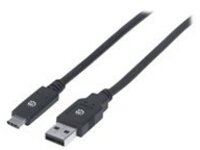 Manhattan USB-C to USB-A Cable, 2m, Male to Male, 5 Gbps (USB 3.2 Gen1 aka USB 3.0), 3A (fast charging), Black, Lifetime Warranty, Polybag