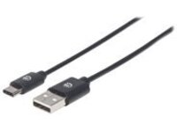 Manhattan USB-C to USB-A Cable, 3m, Male to Male, 480 Mbps (USB 2.0), Hi-Speed USB, Black, Lifetime Warranty, Polybag