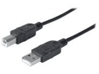 Manhattan USB-A to USB-B Cable, 3m, Male to Male, 480 Mbps (USB 2.0), Hi-Speed USB, Black, Lifetime Warranty, Polybag