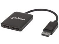 Manhattan DisplayPort to 2-Port DisplayPort Splitter Hub with MST, 4K@30Hz, USB-A Powered, Video Wall Function, Black, …
