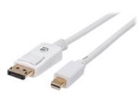 Manhattan Mini DisplayPort 1.2 to DisplayPort Cable, 4K@60Hz, 2m, Male to Male, White, Lifetime Warranty, Polybag
