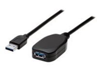 Manhattan USB-A to USB-A Extension Cable, 5m, Male to Female, Active, 5 Gbps (USB 3.2 Gen1 aka USB 3.0), Built In Repeater, SuperSpeed USB, Black, Three Year Warranty, Blister