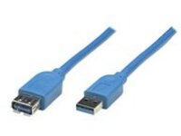 Manhattan USB-A to USB-A Extension Cable, 3m, Male to Female, 5 Gbps (USB 3.2 Gen1 aka USB 3.0), SuperSpeed USB, Blue, Lifetime Warranty, Polybag