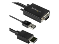 Startech 2m VGA to HDMI Converter Cable with USB Audio Support & Power, Analog to Digital Video Adapter Cable to connect a VGA PC to HDMI Display, 1080p Male to Male Monitor Cable