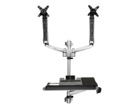 StarTech.com Wall Mount Workstation, Articulating Standing Desk w/ Ergonomic Height Adjustable Dual Monitor Arm & Keyboard Tray, 2x 30" VESA Displays, Foldable Wall Mounted Sit Stand Desk