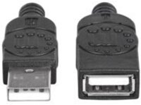 Manhattan USB-A to USB-A Extension Cable, 1m, Male to Female, 480 Mbps (USB 2.0), Hi-Speed USB, Black, Lifetime Warranty, Polybag