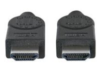 Manhattan HDMI Cable with Ethernet, 4K@30Hz (High Speed), 1m, Male to Male, Black, Ultra HD 4k x 2k, Fully Shielded, Gold Plated Contacts, Lifetime Warranty, Polybag