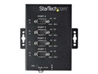 StarTech.com 4 Port Serial Hub USB to RS232/RS485/RS422 Adapter, Industrial USB 2.0 to DB9 Serial Converter Hub, IP30 Rated, Din Rail Mountable Metal Serial Hub, 15kV ESD Protection