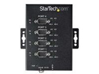 StarTech.com 4 Port Serial Hub USB to RS232/RS485/RS422 Adapter, Industrial USB 2.0 to DB9 Serial Converter Hub, IP30 Rated, Din Rail Mountable Metal Serial Hub, 15kV ESD Protection