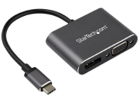 StarTech.com USB C Multiport Video Adapter, USB-C to 4K 60Hz DisplayPort 1.2 or 1080p VGA Monitor Adapter, USB Type-C 2-in-1 DP (HBR2 HDR)/VGA Display Converter- Thunderbolt 3 Compatible