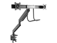 Startech Desk Mount Dual Monitor Arm, Ergonomic Dual Monitor VESA Mount for 32" 17.6lbs (8kg) Displays, Crossbar Handle for Synchronized Full Motion, Height Adjustable, C-Clamp/Grommet
