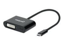 Manhattan USB-C to DVI-I and USB-C (inc Power Delivery), 1080p@60Hz, 19.5cm, Black, Power Delivery to USB-C (60W), Male to Females, Compatible with DVD-D, Lifetime Warranty, Box