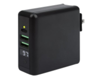 Manhattan 4-in-1 Travel Wall Charger and Powerbank 8,000 mAh, USA/UK/Euro 2-pin Plugs, Output: 1x USB-C, 2x USB-A ports and Wireless Charging Pad (5W), Black, One Year Warranty, Box