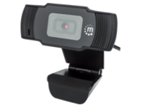 Manhattan USB Webcam, Two Megapixels (Clearance Pricing), 1080p Full HD, USB-A, Integrated Microphone, Adjustable Clip Base, 30 frame per second, Black, Three Year Warranty, Box