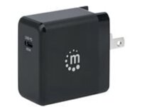 Manhattan Wall/Power GaN Charger (UK, USA and Euro 2-pin), USB-C Port, up to 65W / 3A, GaN (Galium Nitride) tech &amp; PI chipset for maximum charging efficiency, Interchangeable Plugs, Black, Three Year Warranty, Box