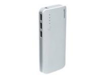 Manhattan Power Bank, 10000 mAh, Output: 3x USB-A (2A), Input: Micro-USB (2A, cable included), Rubber Coated, White, Three Year Warranty, Blister