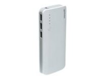 Manhattan Power Bank, 10000 mAh, Output: 3x USB-A (2A), Input: Micro-USB (2A, cable included), Rubber Coated, White, Three Year Warranty, Blister