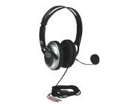 Manhattan Classic Stereo Headset, Adjustable Steel Headband, Flexible Padded Microphone Boom, In-Line Volume Control, Comfortable Padded Ear Cushions, 2x 3.5mm jacks/plugs, Super Bass System, Silver/Black, Three Year Warranty, Retail Box