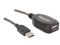 Manhattan USB-A to USB-A Extension Cable, 10m, Male to Female, Active, 480 Mbps (USB 2.0), Daisy-Chainable, Built In Repeater, Hi-Speed USB, Black, Three Year Warranty, Polybag