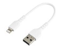Startech 6 in(15cm) Durable White USB-A to Lightning Cable, Heavy Duty Rugged Aramid Fiber USB Type A to Lightning Charger/Sync Power Cord, Apple MFi Certified iPad/iPhone 12 Pro Max