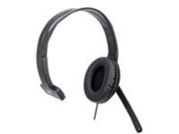 Manhattan Mono USB Headset, Single-sided Over-ear Design, In-Line Volume Control, Adjustable microphone, USB-A plug, Black, Three Year Warranty, Boxed