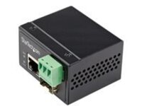 Startech Industrial Fiber to Ethernet Media Converter, 100Mbps SFP to RJ45/Cat6, Singlemode/Multimode Optical Fiber to Copper Network, 12-56V DC, IP-30/ -40 to +75C, Fiber to Ethernet