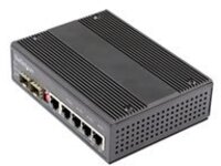 Startech Industrial 6 Port Gigabit Ethernet Switch, 4 PoE RJ45 +2 SFP Slots 30W PoE+ 12-48VDC 10/100/1000 Rugged Power Over Ethernet LAN Switch -40C to 75C, DIN Mountable, Hardened