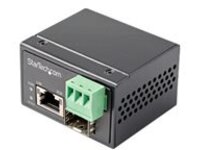 Startech PoE+ Industrial Fiber to Ethernet Media Converter 30W, SFP to RJ45, Singlemode/Multimode Fiber Optic to Copper Gigabit Ethernet, Mini/Compact Size, IP-30/ -40 to +75C, 1Gbps