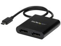 StarTech.com 2-Port Multi Monitor Adapter, USB-C to 2x DisplayPort 1.2 Video Splitter, USB Type-C to DP MST Hub, Dual 4K 30Hz or 1080p 60Hz, Compatible with Thunderbolt 3, Windows Only