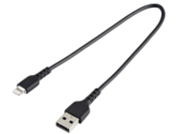 StarTech.com 12 in(30cm) Durable Black USB-A to Lightning Cable, Heavy Duty Rugged Aramid Fiber USB Type A to Lightning Charger/Sync Power Cord, Apple MFi Certified iPad/iPhone 12 Pro Max