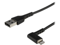 StarTech.com 6ft (2m) Durable USB A to Lightning Cable, Black 90&#xB0; Right Angled Heavy Duty Rugged Aramid Fiber USB Type A to Lightning Charging/Sync Cord, Apple MFi Certified, iPhone 12 Pro