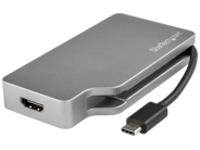 StarTech.com USB C Multiport Video Adapter with HDMI, VGA, Mini DisplayPort or DVI, USB Type C Monitor Adapter to HDMI 1.4 or mDP 1.2 (4K), VGA or DVI (1080p), Space Gray Aluminum Adapter